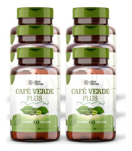 Café Verde Plus -60 Cáps Kit Com 6 Potes