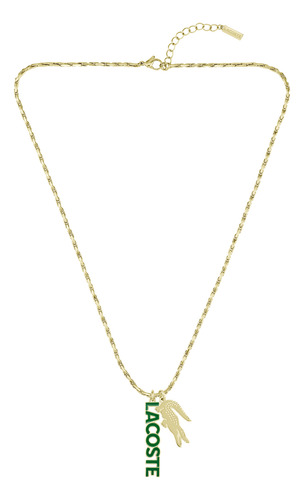 Collar Con Cadena Lacoste 2040488 Unisex Chapa De Oro