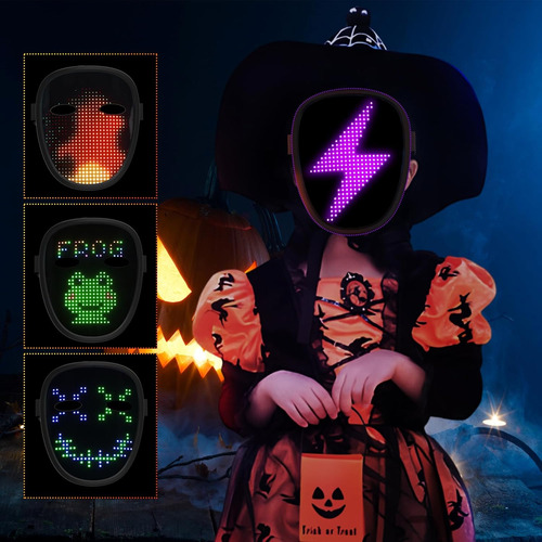 Máscara De Led Para Niños, Máscara De Led De Halloween Co...