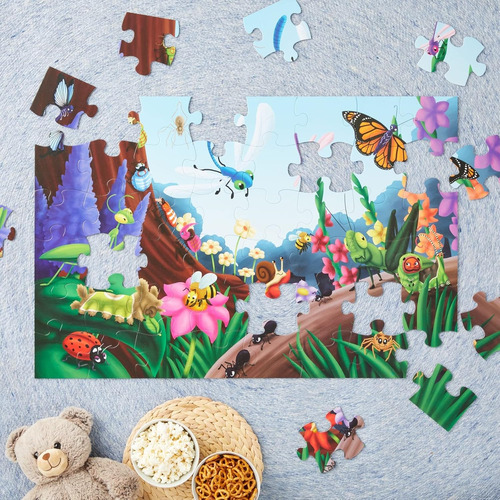 Puzle Blue Panda De 48 Piezas Con Bichos E Insectos Gigan...