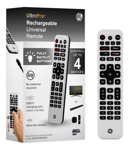 Control Remoto De Tv Ge Recargable Universal Para 4 Disposit
