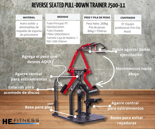 Reverse Seated Pull-down, Equipo Profesional Peso Libre