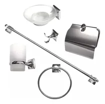 Comprar Kit Set 6 Accesorios Baño Ducha Metalicos Vidrio Cromados