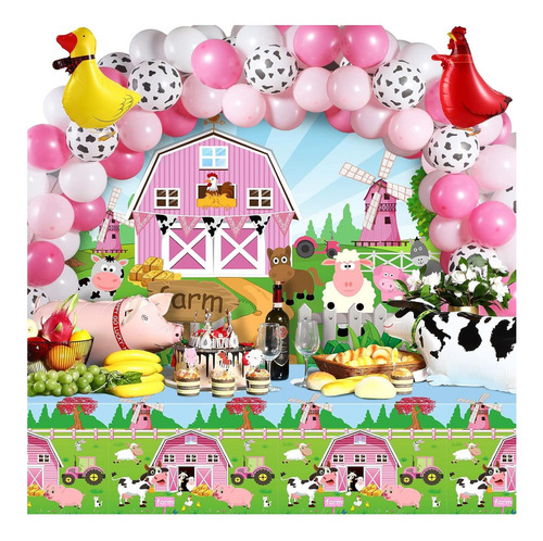 Kit Decoración Fiesta Animales Granja Tatuo 1 Fondo 2