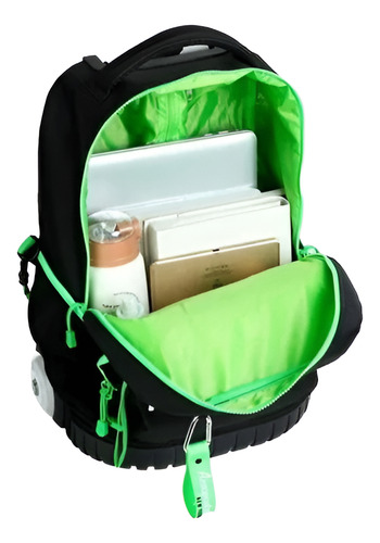 Mochila Escolar Aeropostale Con Ruedas Luminosas 47 X 34 X 21 Cm Color Negro Diseño De La Tela Liso