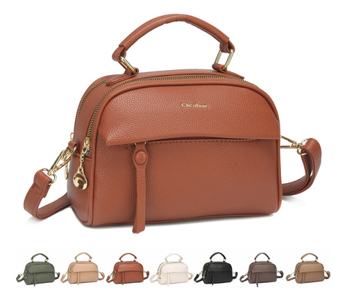 Bolsas Médias Importadas De Mão E Transversal De Pu Caramelo