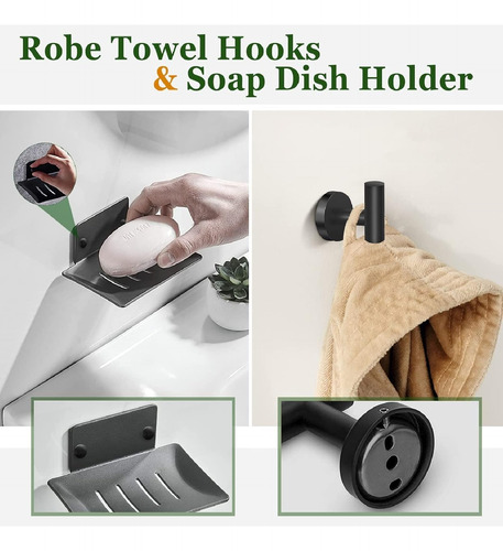 Set De Accesorios Baño Acero Inoxidable 5pcs Negro