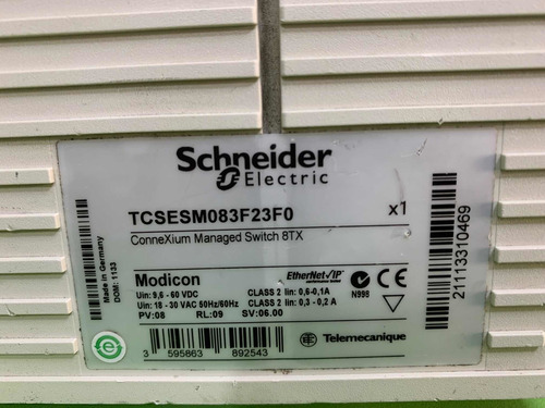 Schneider Electric Tcsesm083f23f0 Connexium Managed Switch 8 (Usado)