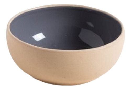 Set De 4 Bowls Ceramica  Gris Oscuro  Con Beige 14.5 Cm