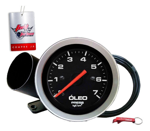 Manômetro Pressão Óleo 52mm Mecânico 7kg Sport + Kit + Copo