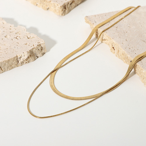 Collar Gargantilla Dama Acero Tejido De Serpiente Oro De 18k
