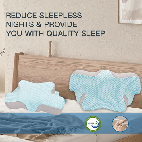 Almofada De Pescoço Feelikey Memory Foam Cooling Cervical Bl