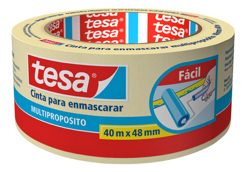 Cinta De Enmascarar Tesa 40m X 48mm Color Blanco Liso