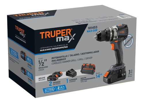 Imagen 3 de 3 de Rotomartillo Inalambrico Truper Max 20 V 101453 Truper