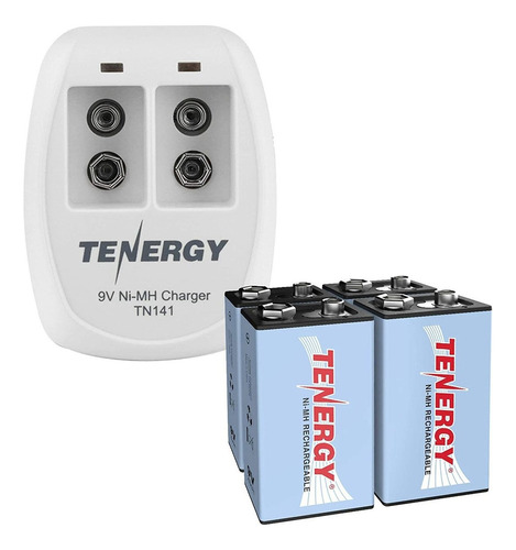 Tenergy Tn141 2 bay 9 v Cargador Inteligente Con Azul Com