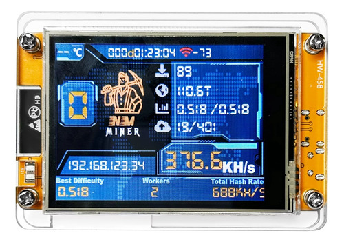 Nominer Nerdminer V2 Hashrate 377kh/s Esp32 2.8 Pulgadas Sma