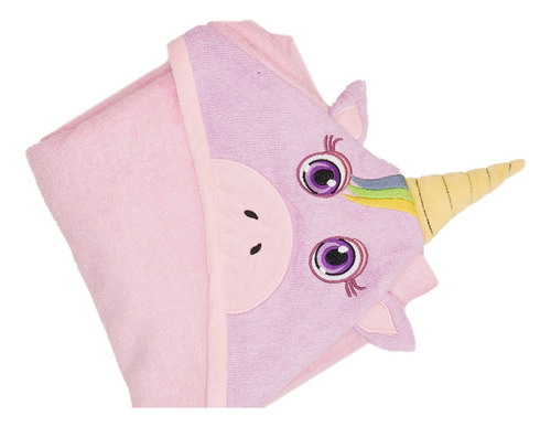 Toalla Salida De Baño De Bambú Para Bebés Unicornio Color Rosa