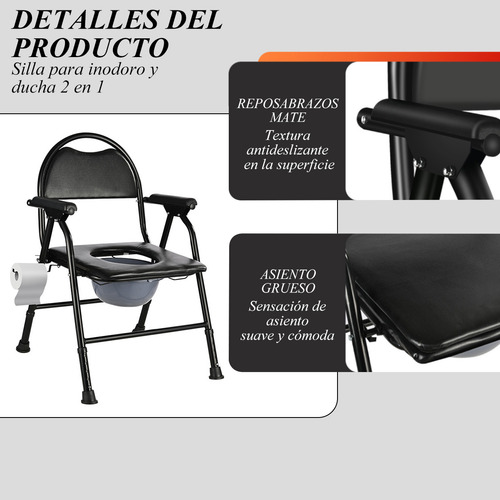 Silla Plegable Para Ancianos, Uso Doble Baño Y Inodoro