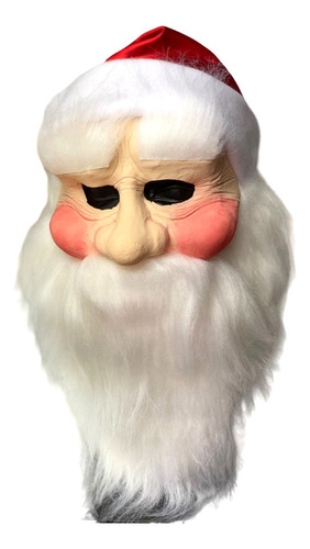Fantasia Máscara Papai Noel Com Barba Cabelo Pelúcia - Natal