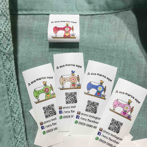 700 Etiquetas Personalizadas Nylon Resin P/ Roupa Artesanato