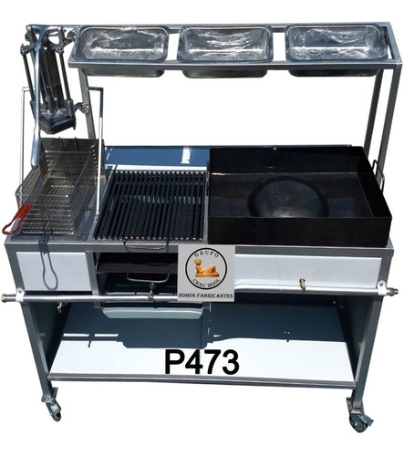 Carrito Multiservicios Plancha Asador Freidora 4 En 1 P473