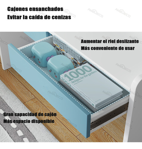 Escritorio Para Computadora Con 3 Puertas Y 2 Cajones 120*50*150cm Azul Ambueco