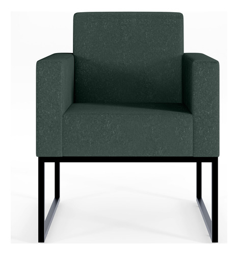 Kit 02 Poltronas Decorativa Sala Recepção Base Fixa De Metal Helô L02 Linho Verde Musgo