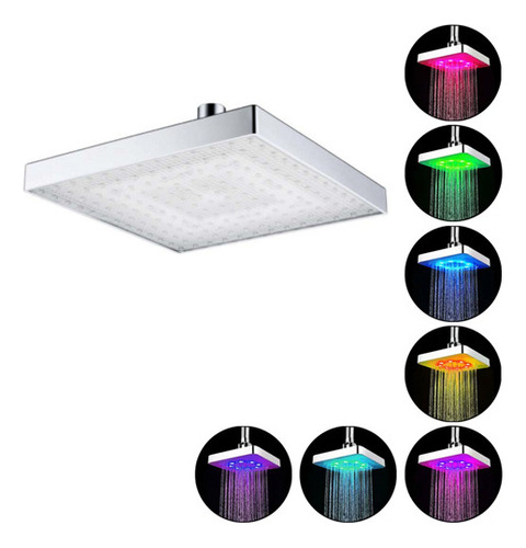 Ducha De Lluvia Cuadrada De Pared Con Luces Led 1