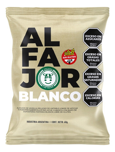 Alfajores Veganos Y Sin Tacc Felices Las Vacas Blanco X 12u