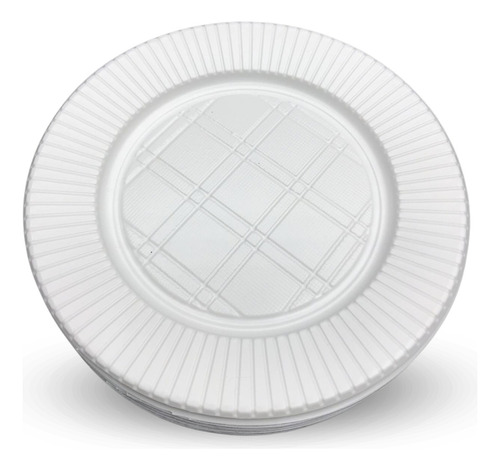 Plato Descartable X200 Plastico Blanco 22cm Gastronomia 