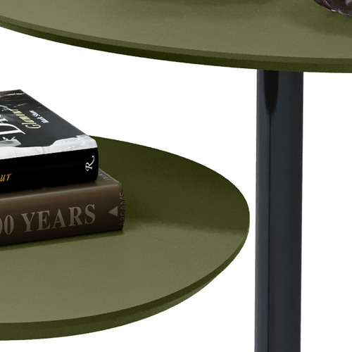 Conjunto Mesa Lateral Monopé Orgânica Em Mdf Pés De Aço Cor Verde