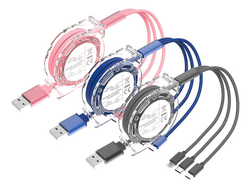 3 Cabl Carga Retractil Cable Micro Usb 1 Multiple Para Tipo