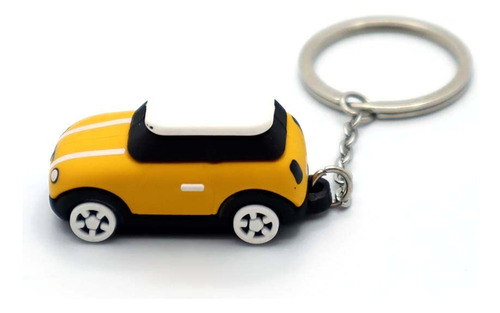 Llavero Auto Forma De Mini Cooper 3d De Silicona - Amarillo