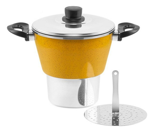 Panela De Cuscuz Grenada 3l 18cm Cuscuzeira Nordestina Cor Amarelo