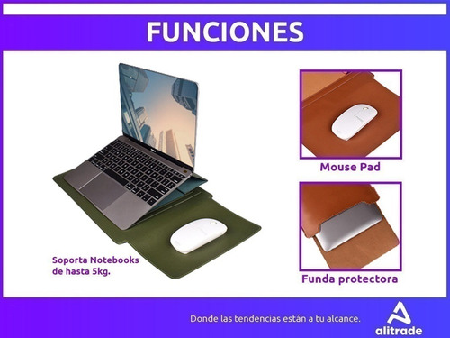 Imagen 5 de 10 de Funda Para Notebook 3en1 Soporte Mouse Pad 13.3 Impermeable