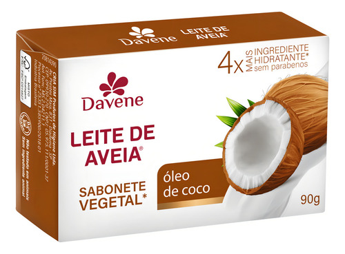 4un Sabonete Vegetal Leite De Aveia Oleo De Coco 90g Davene