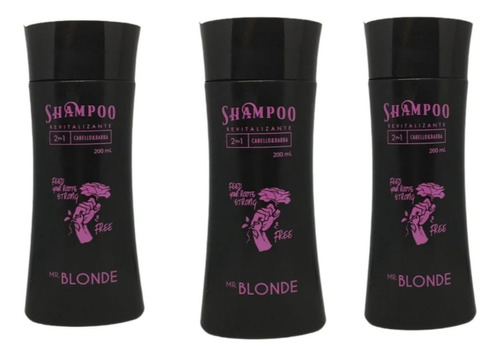 3 Shampoo Revitalizante Cabello & Barba 200cc. - Mr. Blonde