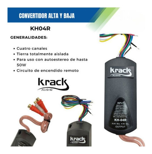 Convertidor Alta A Baja Con Remoto 4 Canales Krack Kh04r
