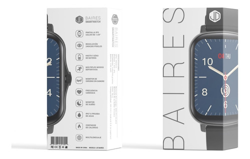 Imagen 6 de 8 de Smartwatch Reloj Inteligente Jd Baires Negro 1.69 Spo2 Cuota