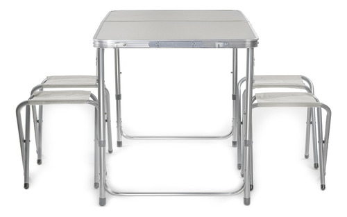 Mesa Plegable Con 4 Bancos Para Camping 120 Cm Color Blanco