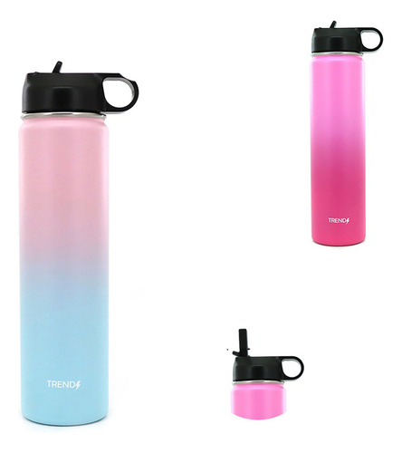 Botella Térmica Trendy 500ml Diseño Moderno Y Práctico Rosa Con Celeste