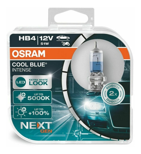 Par Lâmpada Hb4 Cool Blue 5000k Osram 51w 12v 9006 100% +luz