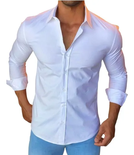 Camisa social branca sem bolso sales