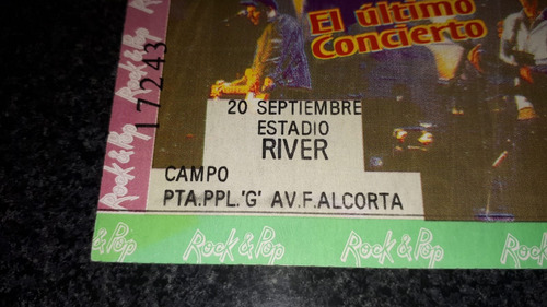 Entrada Soda Stereo - 1997 - Campo River - Ultimo Concierto (Usado)