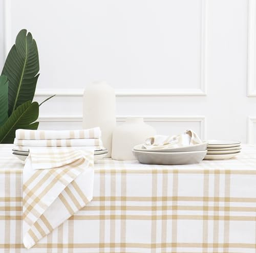 Mantel A Cuadros Impermeable Para Picnic, 132 X 132 Cm Bei