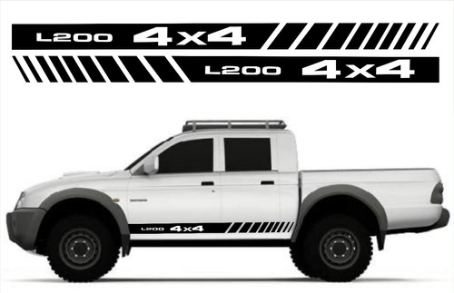 Kit Adesivo Faixa Lateral Mitsubishi L200 4x4 4971 Cor Preto