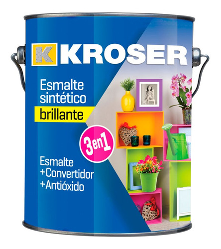 Esmalte Kroser Brillante 3en1 Azul Bolita 4l  