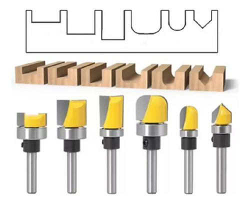 Fresa Madera Para Copiar Canales Toma 1/4 6pcs