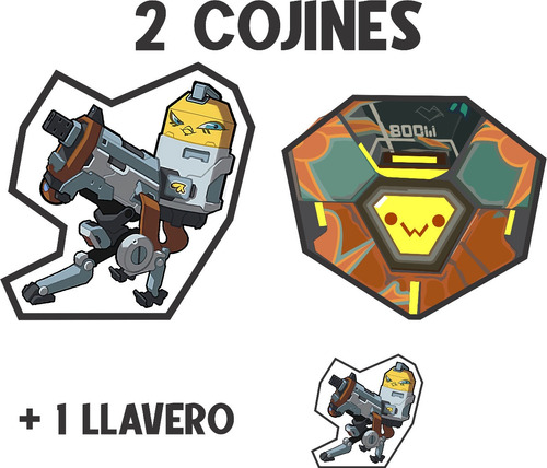 Cojín Valorant Raze Bot Kaboom + Torreta Killjoy + Llavero