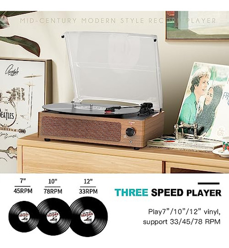 Tocadiscos Vintage Para Vinilo Con Altavoces Tocadiscos Retr